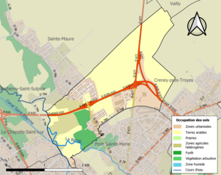 Carte en couleurs présentant l'occupation des sols.