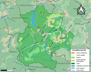 Carte en couleurs présentant l'occupation des sols.