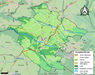 Carte en couleurs présentant l'occupation des sols.