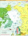 Image 45The Arctic region; of note, the region's southerly border on this map is depicted by a red isotherm, with all territory to the north having an average temperature of less than 10 °C (50 °F) in July. (from Arctic Ocean)