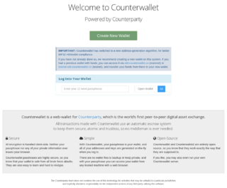 <span class="mw-page-title-main">Counterparty (platform)</span> Cryptocurrency platform