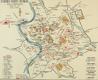 Map of medieval Rome: Lateran Basilica circled.