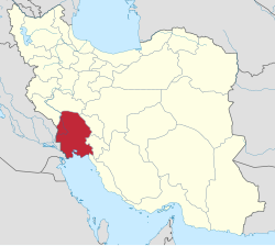 Location of Khuzestan province in Iran