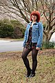 Image 114A woman wearing a jean jacket in 2015 (from 2010s in fashion)