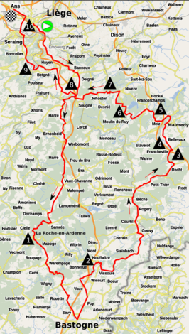 Routekaart van de Luik-Bastenaken-Luik 2017