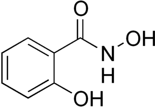 <span class="mw-page-title-main">Salicylhydroxamic acid</span> An enzyme inhibitor that inhibits urease and thus can treat some infections