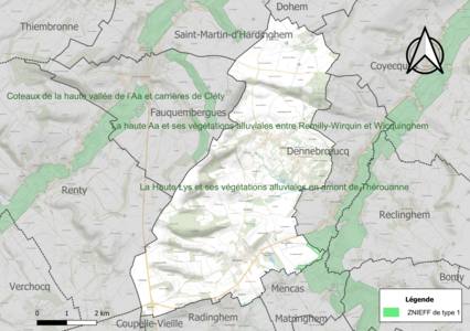 Carte de la ZNIEFF de type 1 sur la commune.