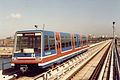 First generation Docklands Light Railway rolling stock (P86) stock in original livery, September 1987