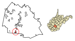 Location of Mount Hope in Fayette County, West Virginia.