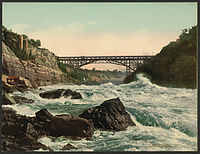 Rapidly flowing river. Whirlpool Rapids Bridgea.jpg