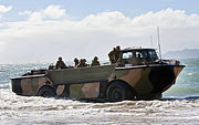 Amphibious landing using an Australian Army LARC-V (2013)