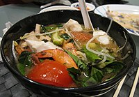 Canh chua is a sour soup indigenous to the Mekong Delta region of southern Vietnam. It is typically made with fish from the Mekong River Delta and additional ingredients. Canhchua2.jpg