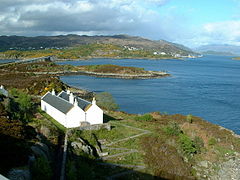 Eilean Bàn from the Skye Bridge, looking towards Kyle of Lochalsh