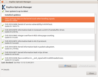 <span class="mw-page-title-main">Ksplice</span> Live patch extension for the Linux kernel