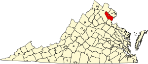 Map of Virginia highlighting Prince William County