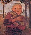 Mädchen mit Kaninchen (1905) Paula Modersohn, Von der Heydt-Museum