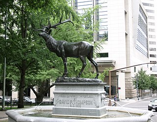 <i>Thompson Elk Fountain</i> Sculpture in Portland, Oregon