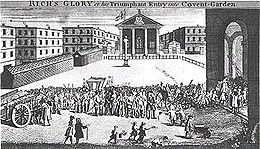 "Rich's Glory": John Rich takes control of Covent Garden Theatre in 1732. The first play he would stage was The Way of the World. Rich-Covent-Garden.jpg