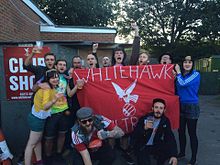 Whitehawk Ultras following a home game against Dulwich Hamlet Whitehawk FC Ultras.jpg