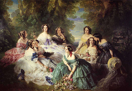 L'Impératrice Eugénie entourée de ses dames d'honneur (1855), palais de Compiègne.