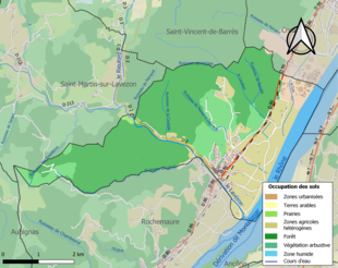 Carte en couleurs présentant l'occupation des sols.