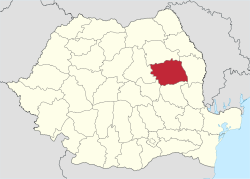 Location of Bacău County in Romania