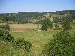 Tájkép Lahondès-des-Bois közelében