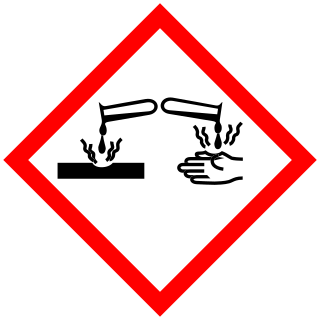 <span class="mw-page-title-main">Corrosive substance</span> Substance that will damage or destroy other substances by means of a chemical reaction