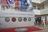 The command was renamed from "Pacific Command" to "Indo-Pacific Command" in 2018. Indo-Pacific Command (51151999108).jpg