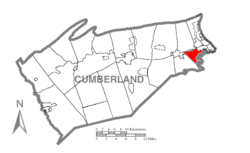 Map of Cumberland County, Pennsylvania highlighting Lower Allen Township