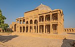 A large two-storey tomb made of sandstone