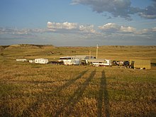 Paleontological camp of Museum of the Rockies in eastern Montana - Hell Creek Formation (summer dig season 2009) Paleontological camp.jpg