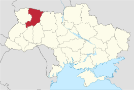 Die ligging van Riwne-oblast in Oekraïne