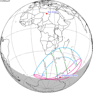 <span class="mw-page-title-main">Solar eclipse of May 22, 2058</span> Future partial solar eclipse