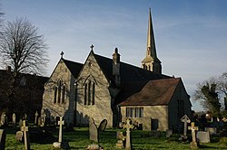 stone church in churchyard