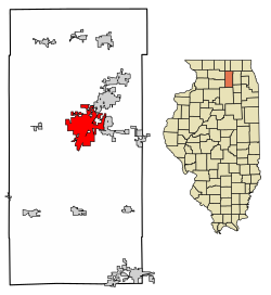 Location of DeKalb in DeKalb County, Illinois.