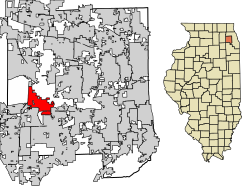 Location within DuPage County and Illinois