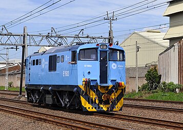 No. E1603 in Passenger Rail Agency of South Africa blue livery, Durban, 24 November 2014