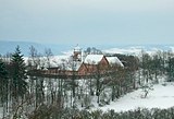 Reconstructed Celtic buildings at the hillfort