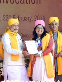 Convocation attendees of Banaras Hindu University in traditional academic costume