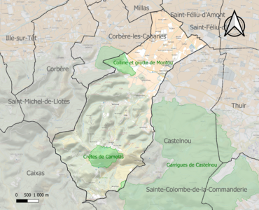 Carte des ZNIEFF de type 1 sur la commune.