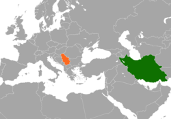 نقشهٔ مکان‌نمای Iran و Serbia