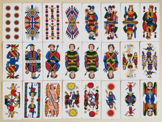 <span class="mw-page-title-main">Tarocco Bolognese</span> 62-suit deck of tarot cards