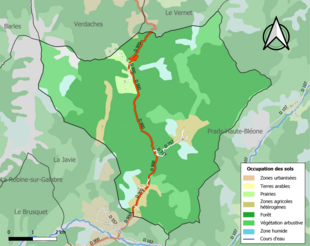 Carte en couleurs présentant l'occupation des sols.