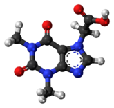 Ball-and-stick model of the acefylline molecule