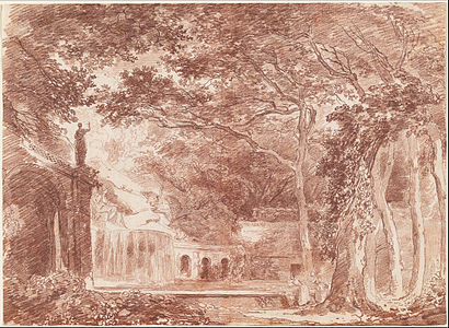 Drawing of the Oval Fountain by Hubert Robert (1733–1808)