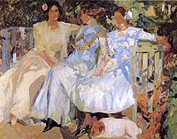 Моя дружина та доньки в саду, 1910