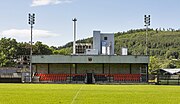 Rothes FCs' Main stand at Mackessack Park