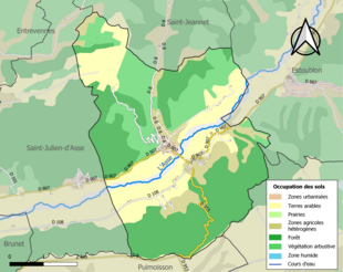 Carte en couleurs présentant l'occupation des sols.