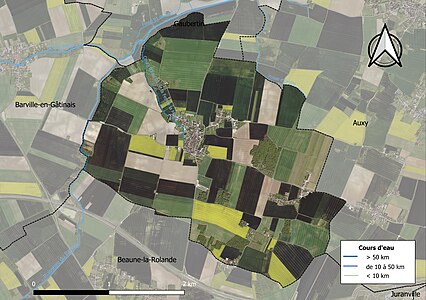 Carte orthophotographique de la commune en 2016.